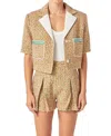 English Factory Women's Boucle Cropped Jacket With Trim In Multicolor