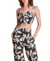 English Factory Leaf Print Bow Accent Cotton Camisole In Black