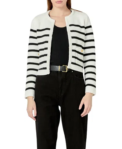 ENGLISH FACTORY WOMEN'S BRAIDED STRIPE CARDIGAN