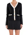 English Factory Women's Colorblock Knit Cardigan In Black