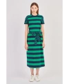 English Factory Women's Contrast Stripe Knit Midi Dress In Navy,green