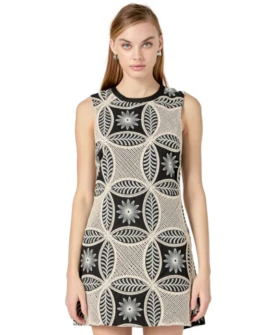 English Factory Women's Crochet Lace Sleeveless Mini Dress In Black