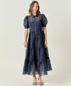 English Factory Organza Short-sleeve Button-front Midi Dress