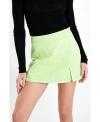 English Factory Women's High-waisted Denim Mini Skort In Lime