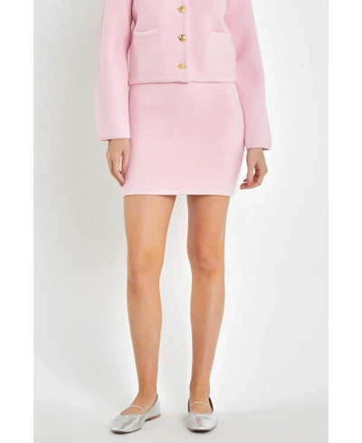 English Factory Women's Knit Mini Skirt In Pink