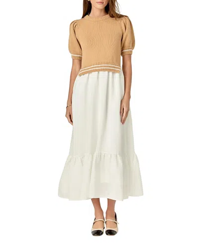 English Factory Women's Mixed Media Midi Dress