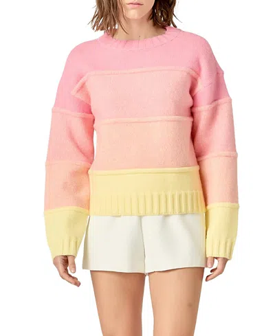 English Factory Women's Ombre Crew Neck Knit Sweaters