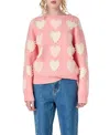 English Factory Heart Faux Pearl Embellished Crewneck Sweater