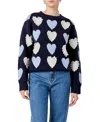 English Factory Women's Pearl With Heart Pattern Sweater