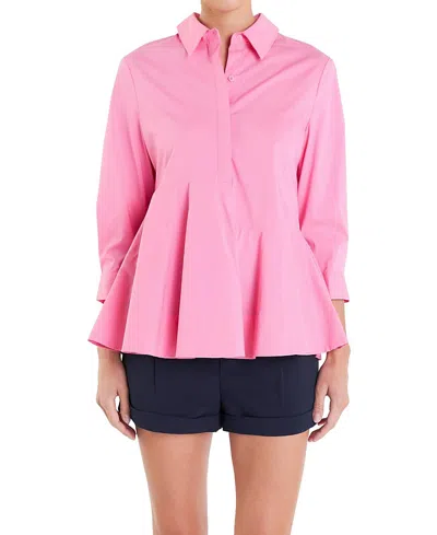 ENGLISH FACTORY WOMEN'S PEPLUM WAIST DETAILED BLOUSE