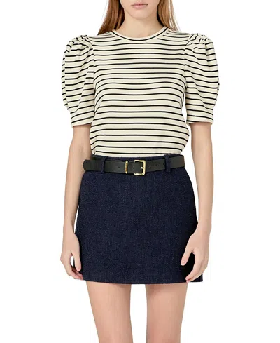English Factory Women's Rainbow Knit Short Sleeve Top In Neutral