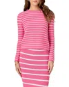 English Factory Stripe Crewneck Sweater In Pink And White