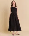 English Factory Pleated Ruffle Strapless Maxi Dress In Black