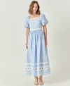 English Factory Scalloped Puff Sleeve Cotton Maxi Dress