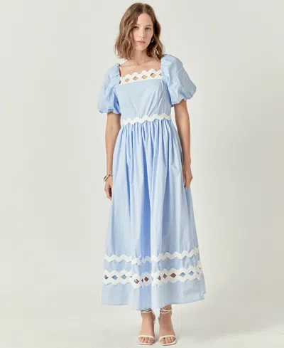 English Factory Women's Scallop-trim Cotton Midi Dress