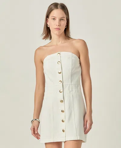 English Factory Women's Strapless Button-front Sheath Dress
