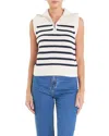 English Factory Stripe Sleeveless Quarter Zip Sweater In Cream And Navy