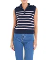 English Factory Stripe Sleeveless Quarter Zip Sweater In Navy And Pink