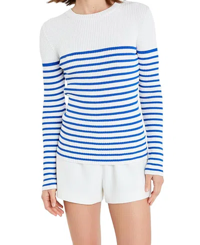 ENGLISH FACTORY WOMEN'S STRIPE LONG SLEEVE KNIT TOP