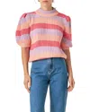 English Factory Women's Stripe Mockneck Sweater In Red Multi