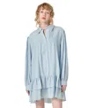English Factory Women's Striped Blouson-sleeve Drop-waist Shirtdress In Powder Blue