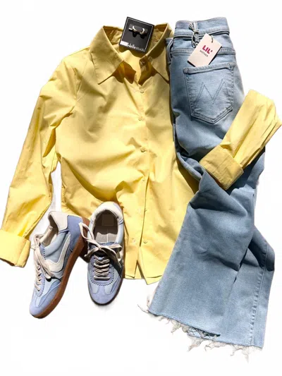 English Factory Women's Sunshine Poplin Button Top In Yellow