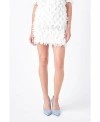 English Factory Women's Textured Ribbon High Waisted Mini Skirt In White