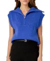 English Factory Women's Zip Mock Neck Vest In Royal Blue