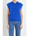 English Factory Zip Mock Neck Cap Sleeve Sweater In Royal Blue