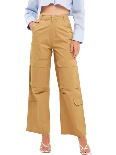 English Factory Womens High Rise Wide Leg Cargo Pants In Brown