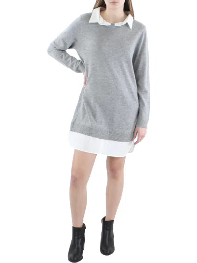English Factory Womens Layered Collared Sweaterdress In Grey