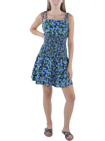 English Factory Womens Smocked Tiered Mini Dress In Black