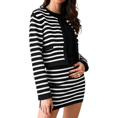 English Factory Womens Striped Knit Cardigan Sweater