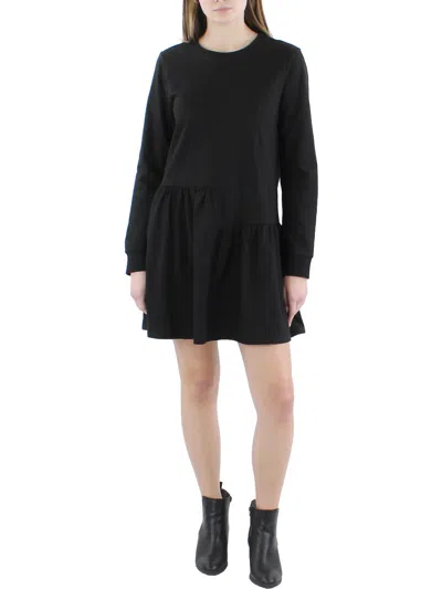 English Factory Womens Unbalanced Seam Crewneck Mini Dress In Black