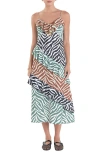 English Factory Zebra Print Ruffle Slipdress In Brown Multi