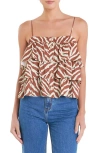 English Factory Zebra Print Tiered Button-up Camisole In Brown Multi