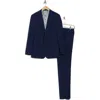 English Laundry Miniature Plaid Navy Stretch Mélange Suit In Black/blue