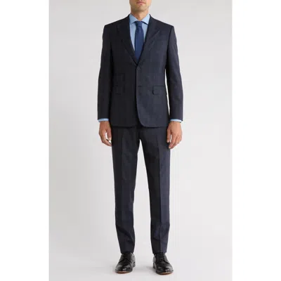English Laundry Peak Lapel Wool Blend Suit In Black