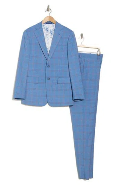 English Laundry Plaid Blue Mélange Suit In Light Blue