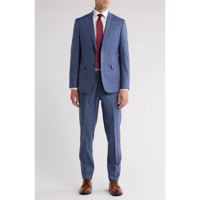 English Laundry Plaid Blue Wool Blend Suit In Grey