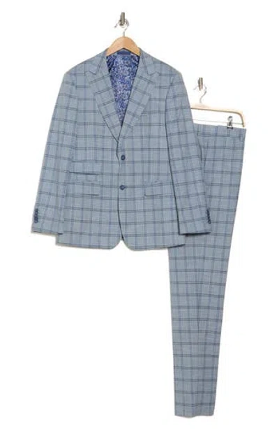 English Laundry Plaid Grey & Blue Mélange Suit