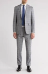 English Laundry Plaid Grey Wool Blend Suit In Gray