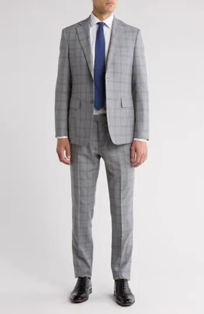 English Laundry Plaid Grey Wool Blend Suit In Gray