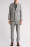 ENGLISH LAUNDRY ENGLISH LAUNDRY PLAID KHAKI STRETCH MÉLANGE SUIT