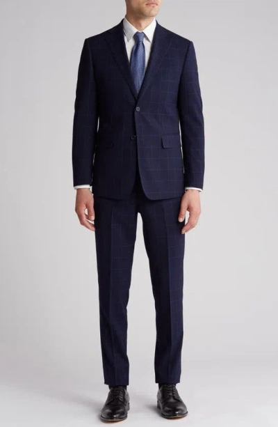 English Laundry Plaid Trim Fit Notch Lapel Two-piece Suit In Blue