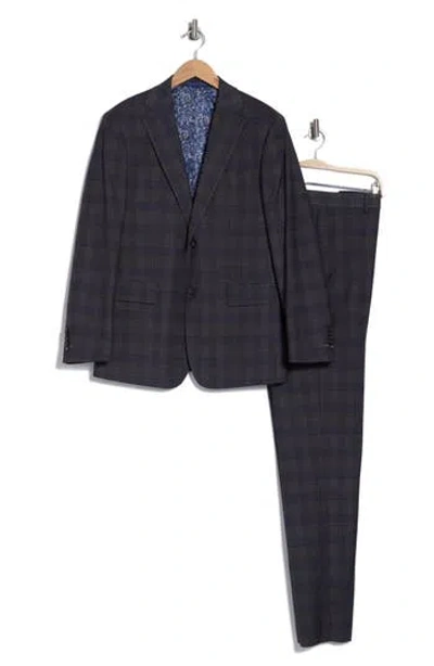English Laundry Plaid Trim Fit Notch Lapel Two-piece Suit In Brown