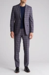 ENGLISH LAUNDRY ENGLISH LAUNDRY PLAID TRIM FIT NOTCH LAPEL TWO-PIECE SUIT