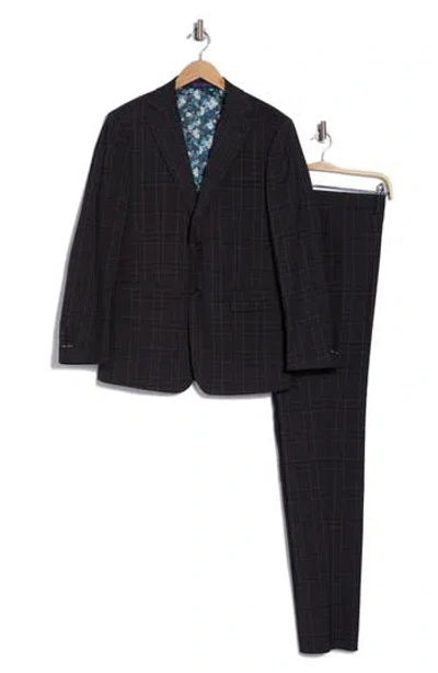 English Laundry Plaid Trim Fit Notch Lapel Two-piece Suit In Grey