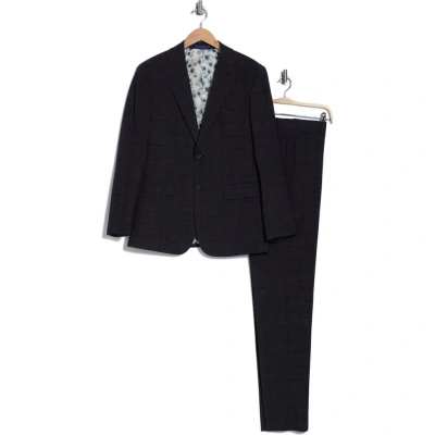 English Laundry Plaid Trim Fit Notch Lapel Two-piece Suit In Navy