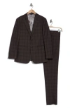 English Laundry Plaid Trim Fit Notch Lapel Wool Blend Two-piece Suit In Brown